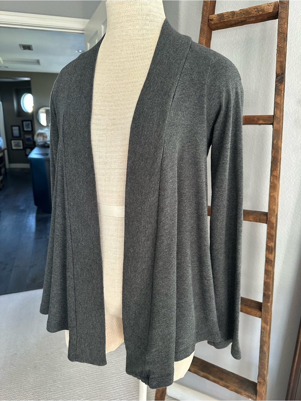 Splendid Dark Charcoal Open-Front Cardigan, size small - Picture 3 of 10